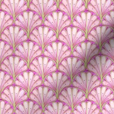 Art Deco Pattern // Pink scallop watercolor