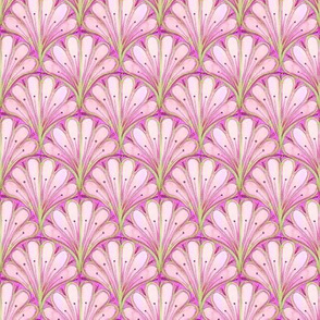 Art Deco Pattern // Pink scallop watercolor