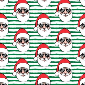 Santa Claus w/ sunnies - green stripes - Christmas