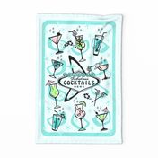 Retro Cocktails Tea Towel