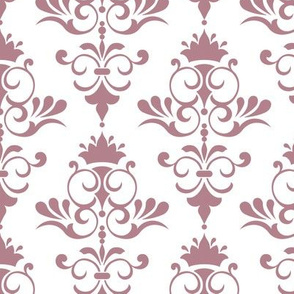 Sunset - White and Maroon Damask