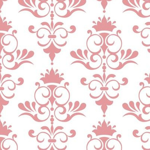 Sunset - White and Pink Damask