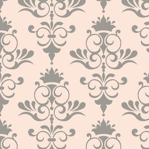 Sunset - Vanilla and Olive Green Damask