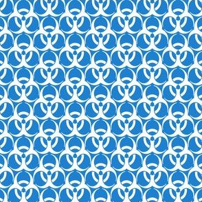 Medium Biohazard Trefoils  White on Blue