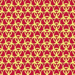 Medium Biohazard Trefoils  Yellow on Red