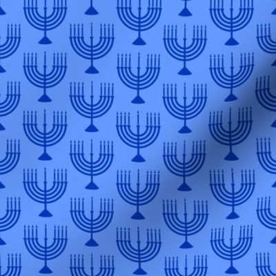 Menorahs - Hanukkah  - blue on blue