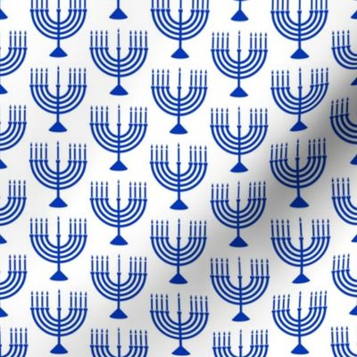 Menorahs - Hanukkah  - blue on white