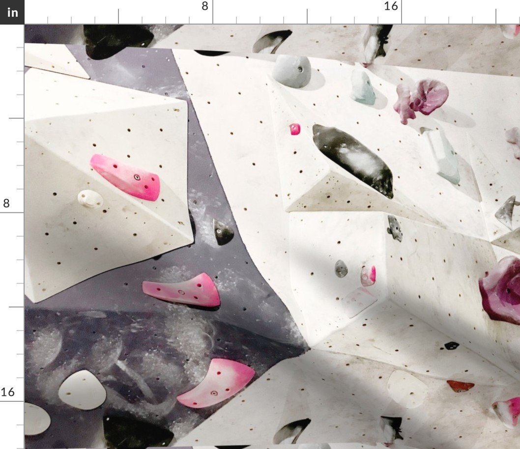 Free climbing bouldering gym holds chalk wall white purple pink FAT QUARTER