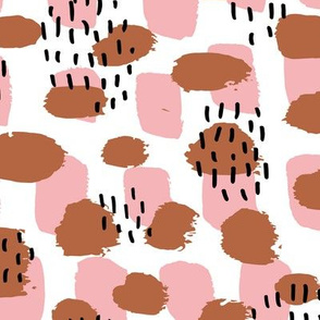 Cool LA style paint and brush strokes abstract trend fabric minimal scandinavian texture in fall copper pink