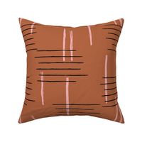 Retro mid-century Scandinavian minimal design abstract strokes retro pink copper brown JUMBO