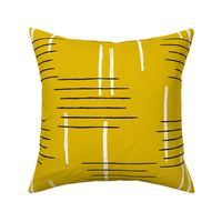 Retro mid-century Scandinavian minimal design abstract strokes retro autumn mustard ochre yellow JUMBO