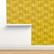 Retro mid-century Scandinavian minimal design abstract strokes retro autumn mustard ochre yellow JUMBO
