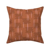 Retro mid-century Scandinavian minimal design abstract strokes retro pink copper brown autumn