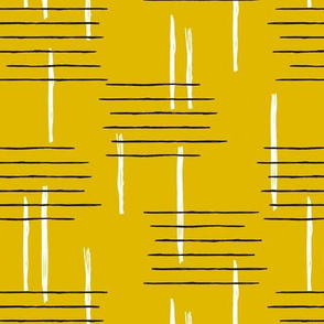 Retro mid-century Scandinavian minimal design abstract strokes retro autumn mustard ochre yellow
