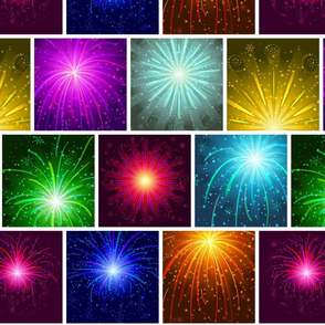 4th July Fireworks Bursts Squares