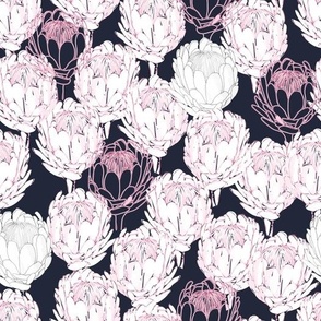 Protea Block Print Indigo-01