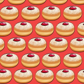 Sufganiyot (Jelly Doughnuts) on red