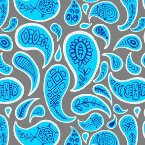 new paisley pattern GRAY blue white teal-01