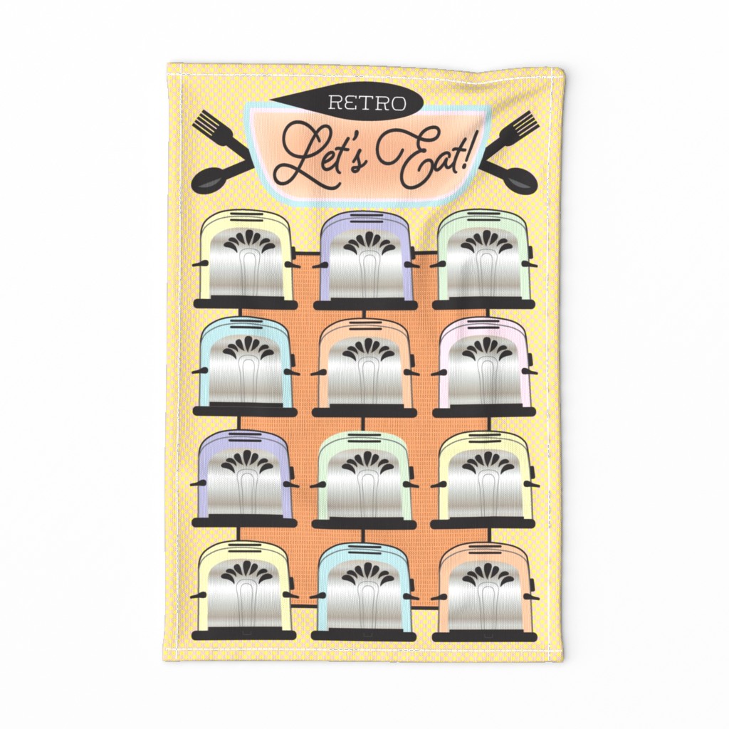 Retro Let's Eat Tea Towel gift