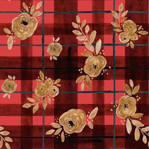 gold rose holiday tartan