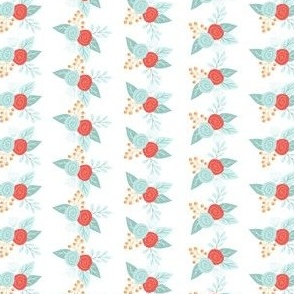 Light Blue and Orange Floral Woodland V.03