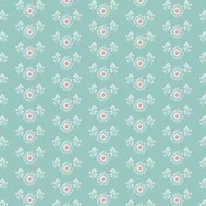 Light Blue and Orange Floral Woodland V.06