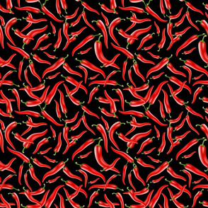 Red Chili Peppers on Black