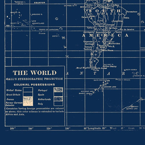 Navy Blue World Map