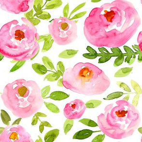 Hot Pink Watercolor Florals 