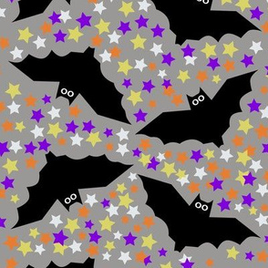 Bats enough! Bats and stars on grey