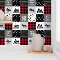 ADVENTURE & You Will Move Mountains Quilt Top - buffalo plaid C18BS