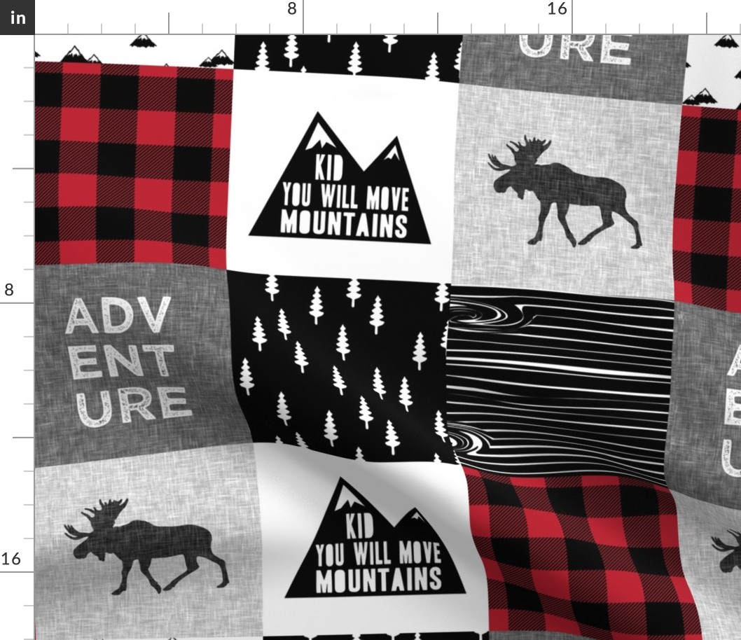 ADVENTURE & You Will Move Mountains Quilt Top - buffalo plaid C18BS