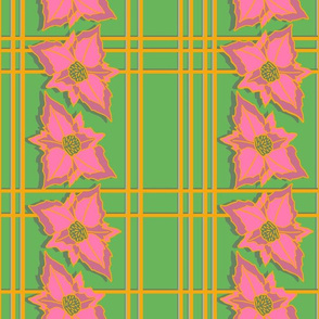 Tropical poinsettias pink checks