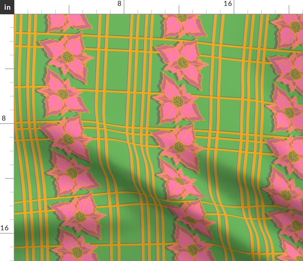 Tropical poinsettias pink checks