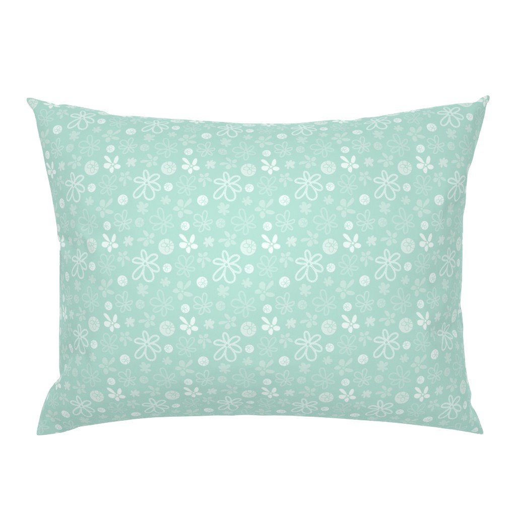 Monochrome Mint Green Abstract Florals 