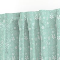 Monochrome Mint Green Abstract Florals 