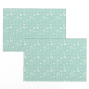 Monochrome Mint Green Abstract Florals 