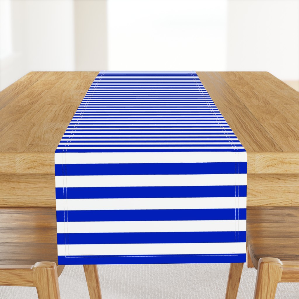 1" Horizontal Cobalt Blue and White Stripe