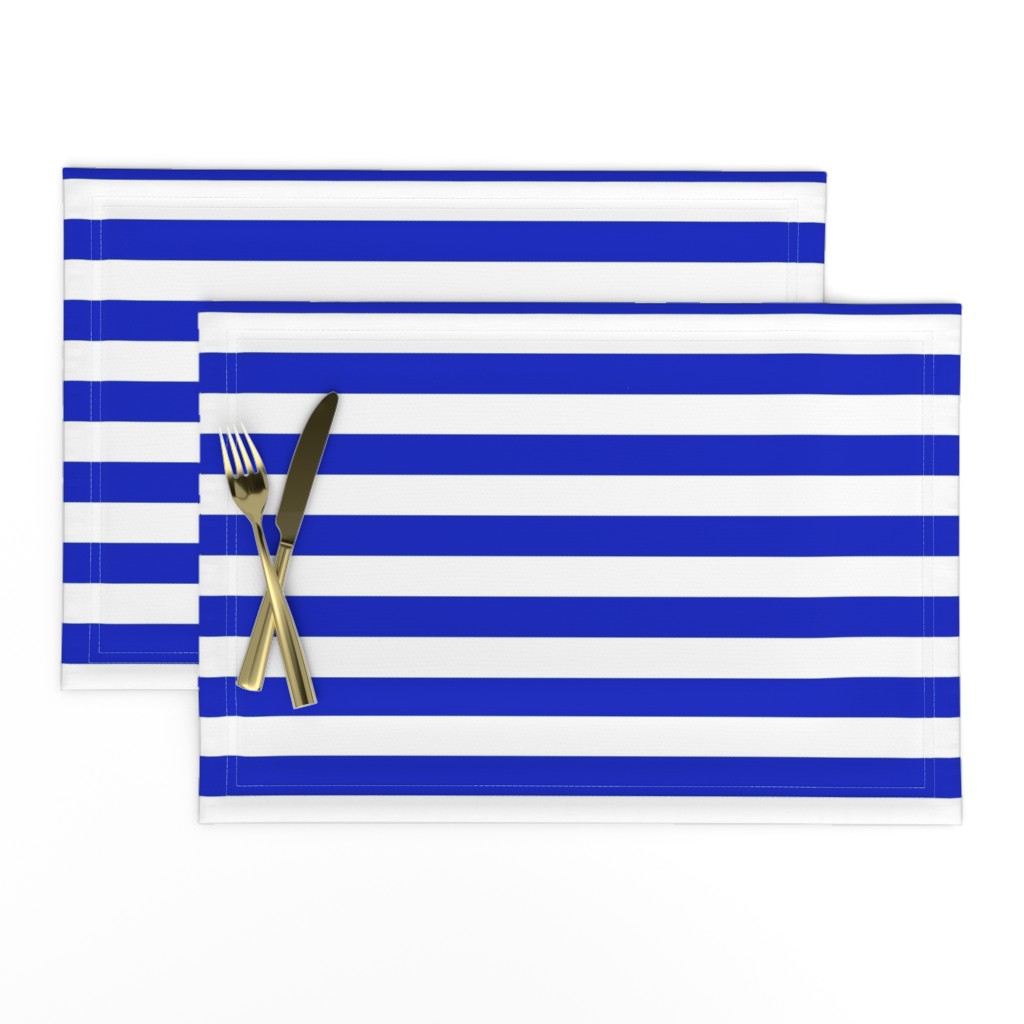 1" Horizontal Cobalt Blue and White Stripe