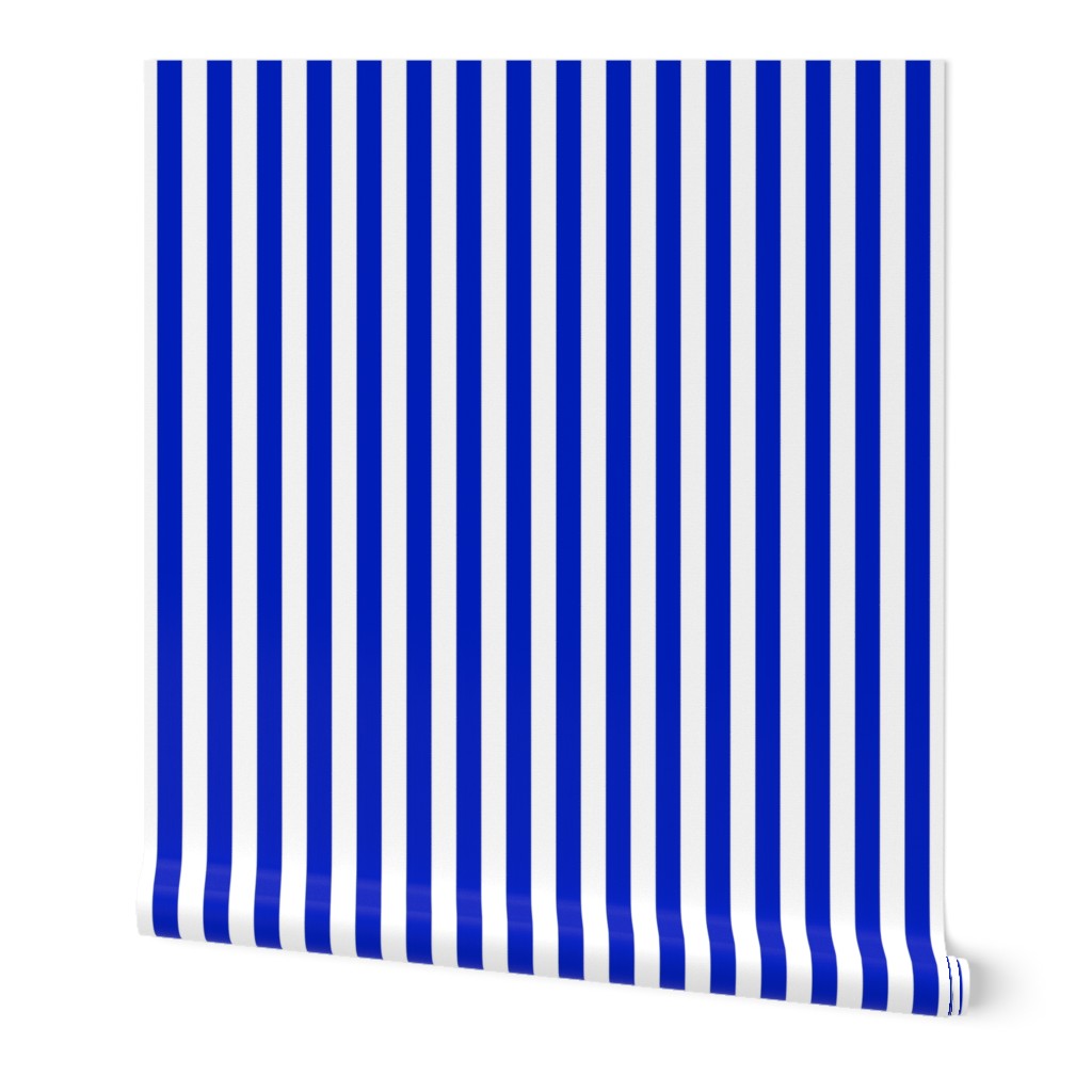 3/4" Vertical Cobalt Blue and White Stripe