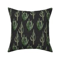 8" Western Watercolor Cactus // Charcoal Linen