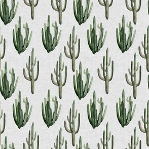 4" Western Watercolor Cactus // Light Gray Linen