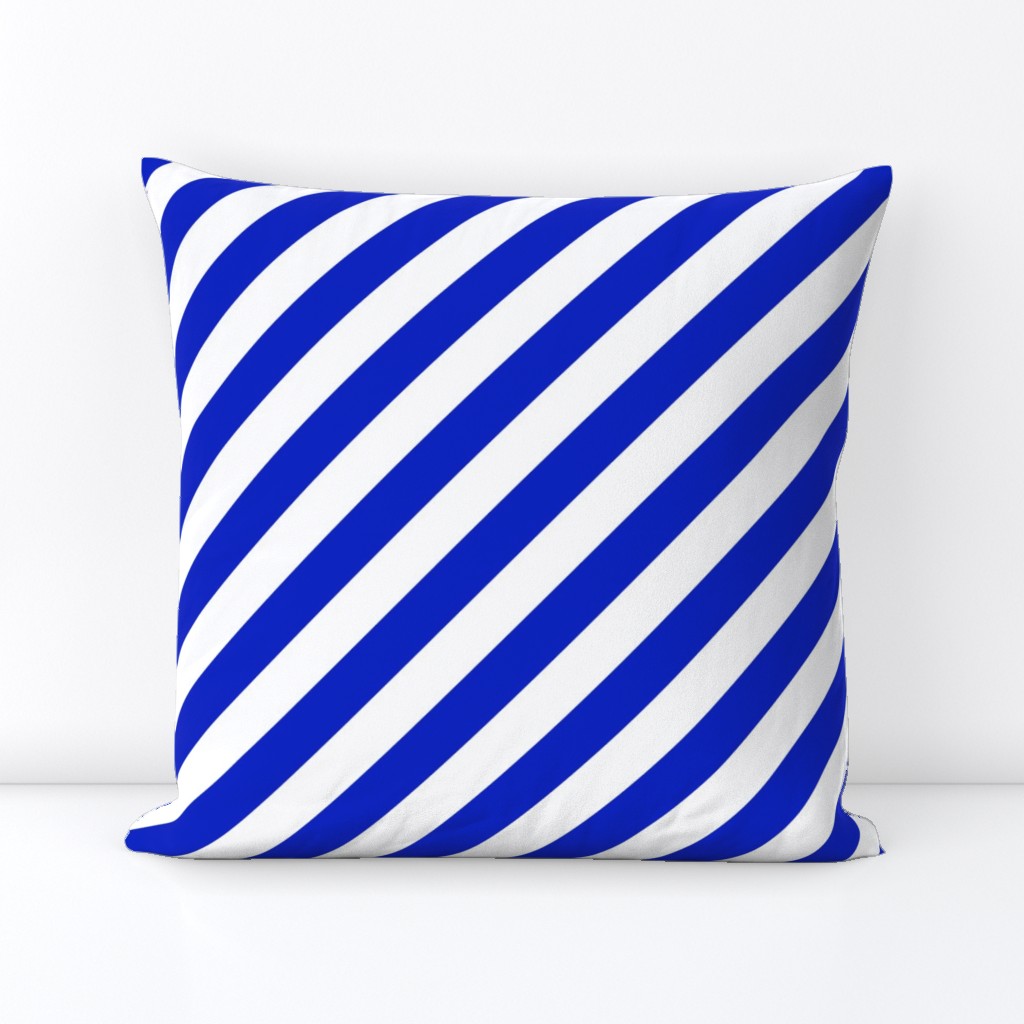 1" Wide Diagonal Cobalt Blue Candy Cane Stripes