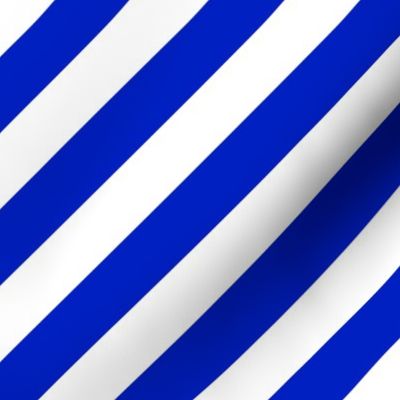 1" Wide Diagonal Cobalt Blue Candy Cane Stripes