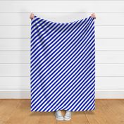 1" Wide Diagonal Cobalt Blue Candy Cane Stripes