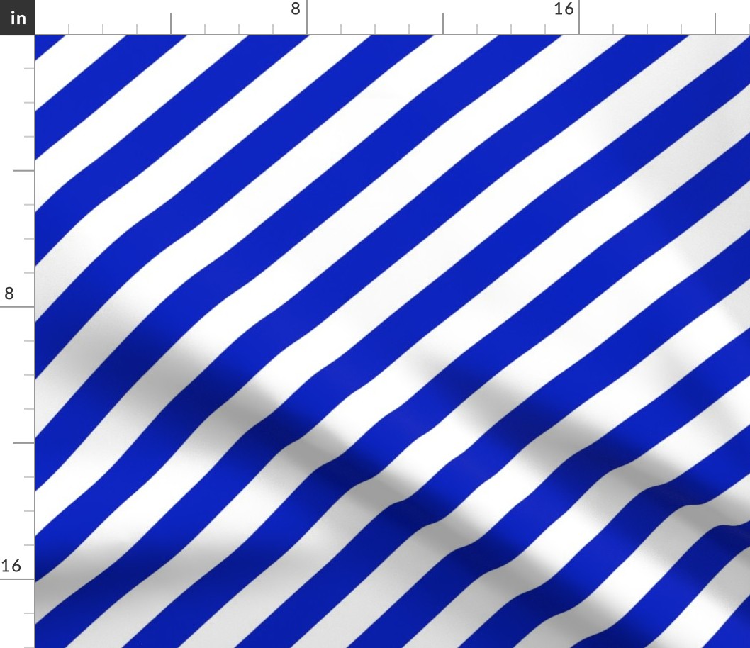 1" Wide Diagonal Cobalt Blue Candy Cane Stripes