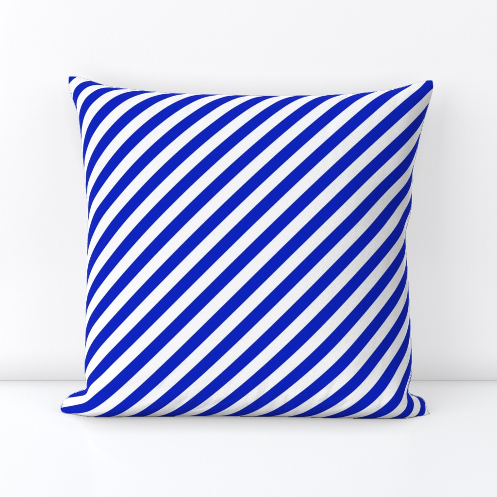 1/2" Wide Diagonal Cobalt Blue Candy Cane Stripes 