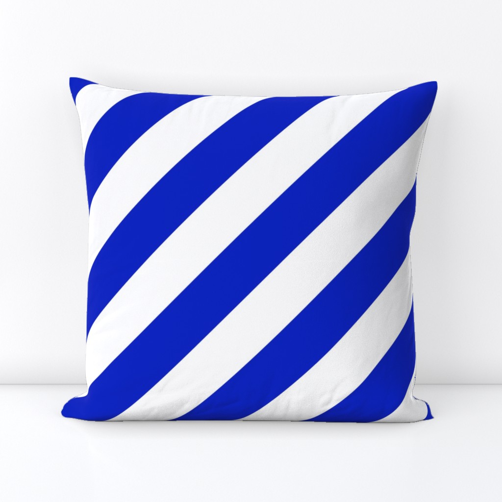 2" Wide Diagonal Cobalt Blue Candy Cane Stripes 