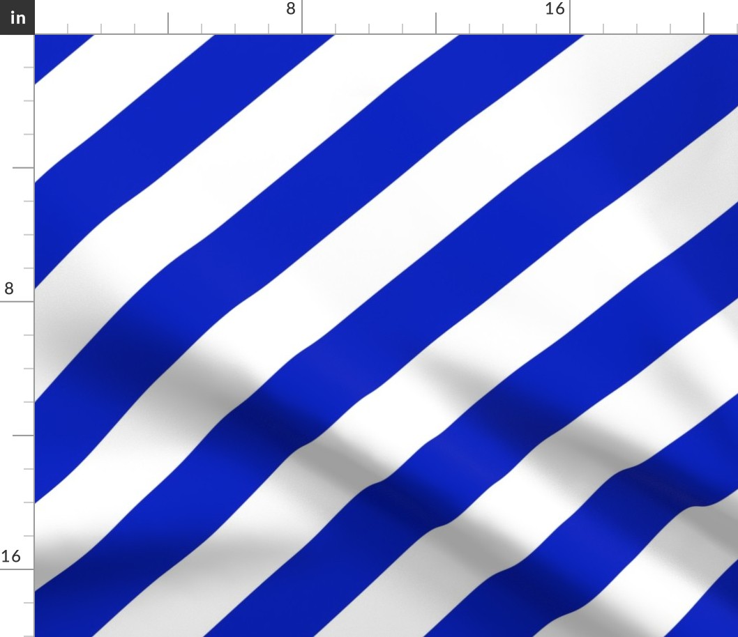 2" Wide Diagonal Cobalt Blue Candy Cane Stripes 