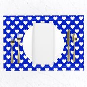 1" White Hearts on Cobalt Blue Background